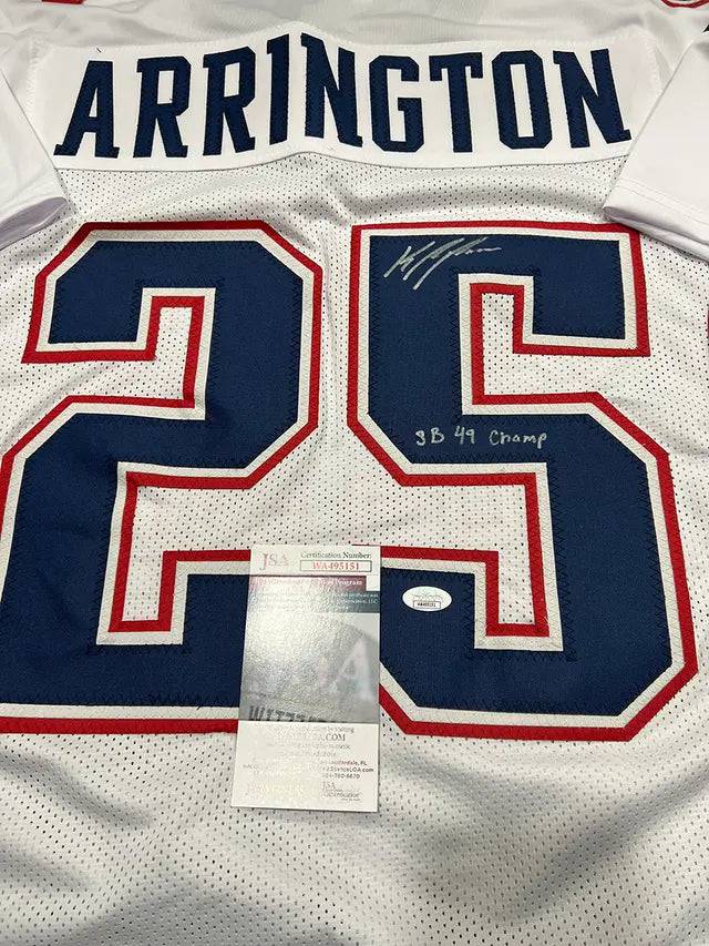 Kyle Arrington New England Patriots Autographed & Inscribed Custom Football Jersey JSA W coa (Online Order Only)