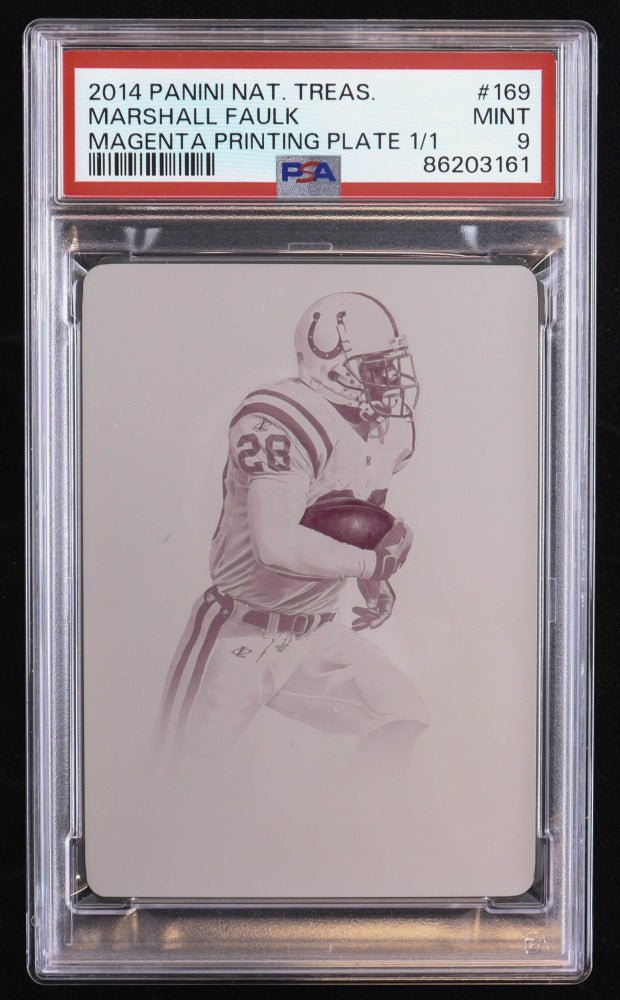 Marshall Faulk 2014 Panini National Treasures Printing Plates Magenta #169 #1/1 (PSA 9) (Online Order Only)