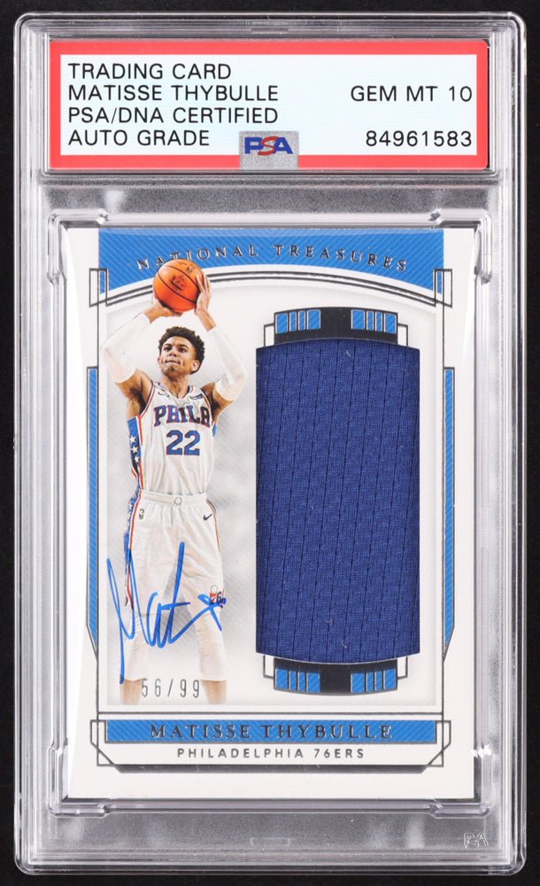 Matisse Thybulle Signed 2019-20 Panini National Treasures Rookie Jumbo Materials #25 RC #56/99 (PSA | Autograph Graded PSA 10) Rookie Card / Serially Numbered #56 / 99 (Online Order Only)