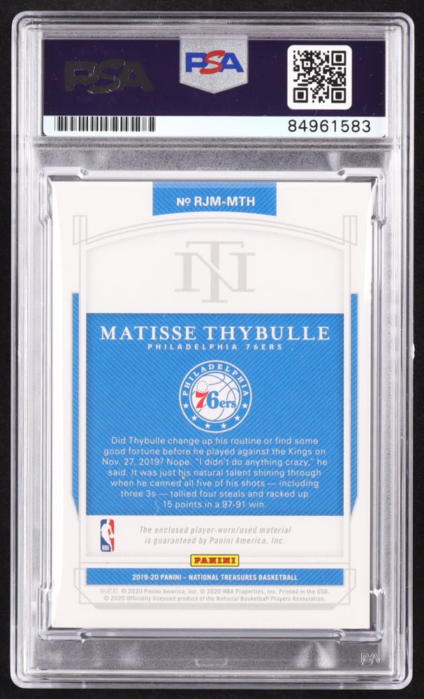 Matisse Thybulle Signed 2019-20 Panini National Treasures Rookie Jumbo Materials #25 RC #56/99 (PSA | Autograph Graded PSA 10) Rookie Card / Serially Numbered #56 / 99 (Online Order Only)