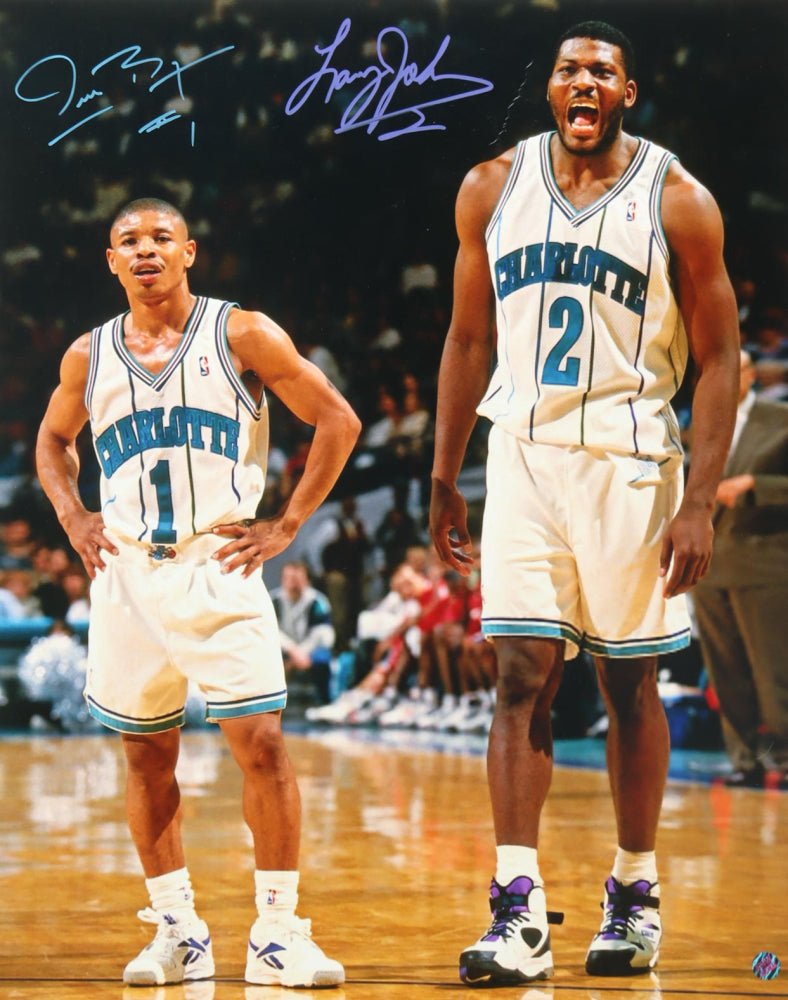 Muggsy Bogues & Larry Johnson Signed Hornets 16x20 Photo (AWM) Charlotte Hornets (Online Order Only)