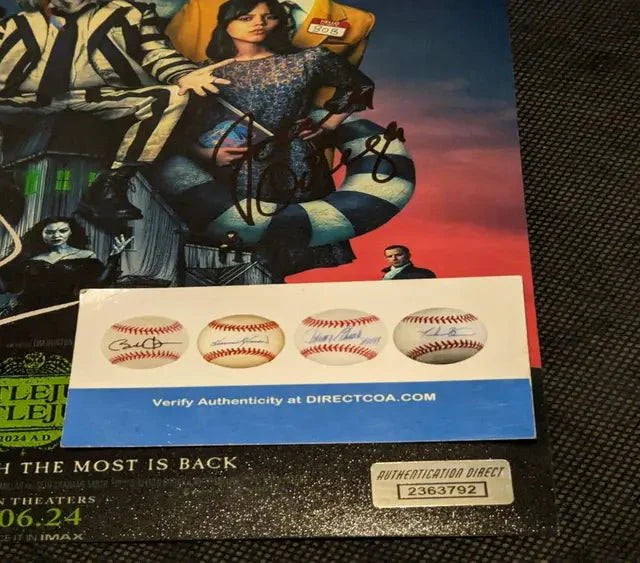 Multi Beetlejuice Autographs -8x10 photo - Jenna Ortega, Michael Keaton & Winona Rider with coa (Online Order Only)