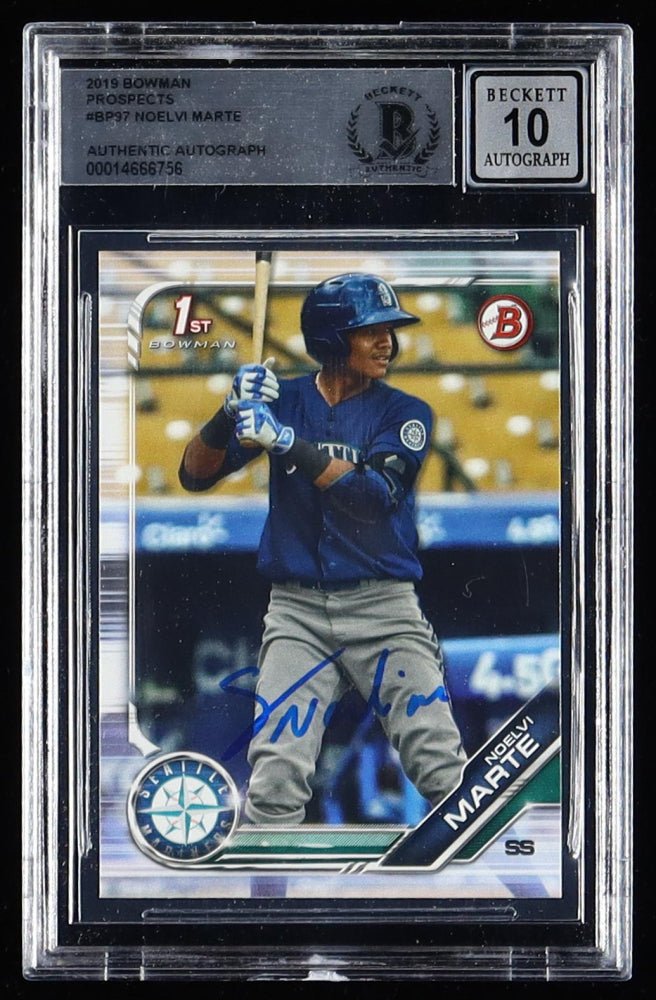 Noelvi Marte Signed 2019 Bowman Prospects #BP97 RC (BGS | Autograph Graded BGS 10) (Online Order Only)