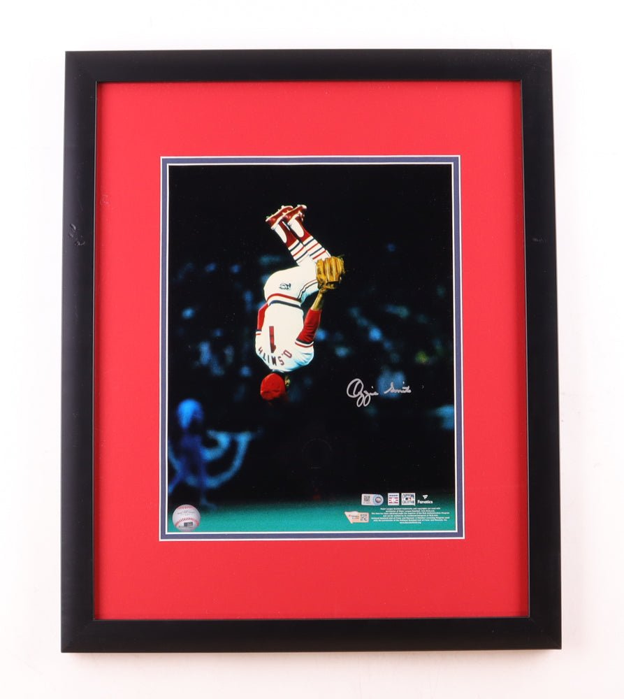 Ozzie Smith Signed Cardinals Custom Framed Photo Display (Fanatics & MLB) (Online Order Only)
