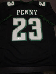 Rashaad Penny Philadelphia Eagles Autographed Custom Football Jersey Beckett Hologram (Online Order Only)