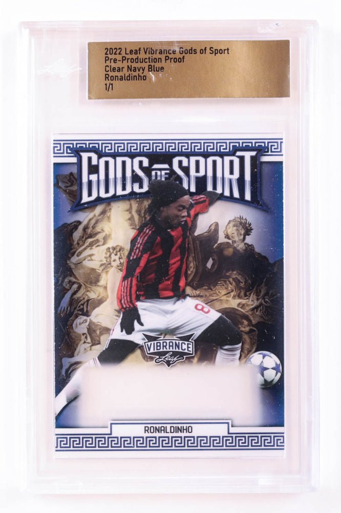 Ronaldinho 2022 Leaf Vibrance Gods of Sport Pre-Production Proof Clear Navy Blue #1/1 (Leaf) (Online Order Only)
