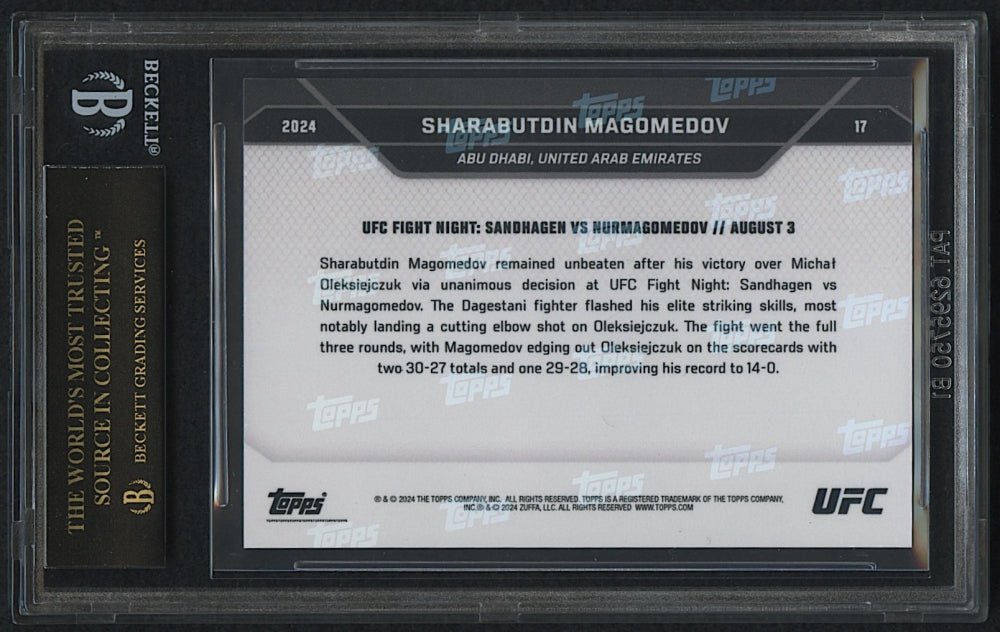 Sharabutdin Magomedov 2024 Topps Now UFC #17 RC (BGS Black Label 10) (Online Order Only)