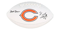 Velus Jones Jr. Signed Bears Logo Football Inscribed "Bear Down" (JSA) (Online Order Only)