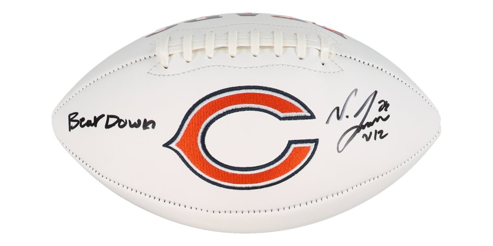 Velus Jones Jr. Signed Bears Logo Football Inscribed "Bear Down" (JSA) (Online Order Only)