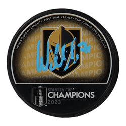 William Karlsson Signed Golden Knights 2023 Stanley Cup Champions Logo Hockey Puck (Fanatics) (Online Order Only)