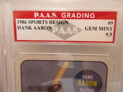 Hank Aaron Milwaukee Braves 1986 Sports Design #9 graded PAAS Gem MInt 9.5 (Online Order Only)