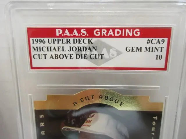 Michael Jordan Bulls 1996 Upper Deck Cut Above Die Cut #CA9 graded PAAS Gem Mint 10 (Online Order Only)