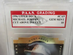 Michael Jordan Bulls 1996 Upper Deck Cut Above Die Cut #CA9 graded PAAS Gem Mint 10 (Online Order Only)