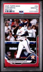Graded 2025 Topps Now Cam Smith #58 Red Foil /5 Rookie RC Baseball Card PSA 10 Gem Mint