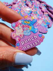 Punch Nazis Cute Bear Pin – Glitter Acrylic Pin (Online Order Only)