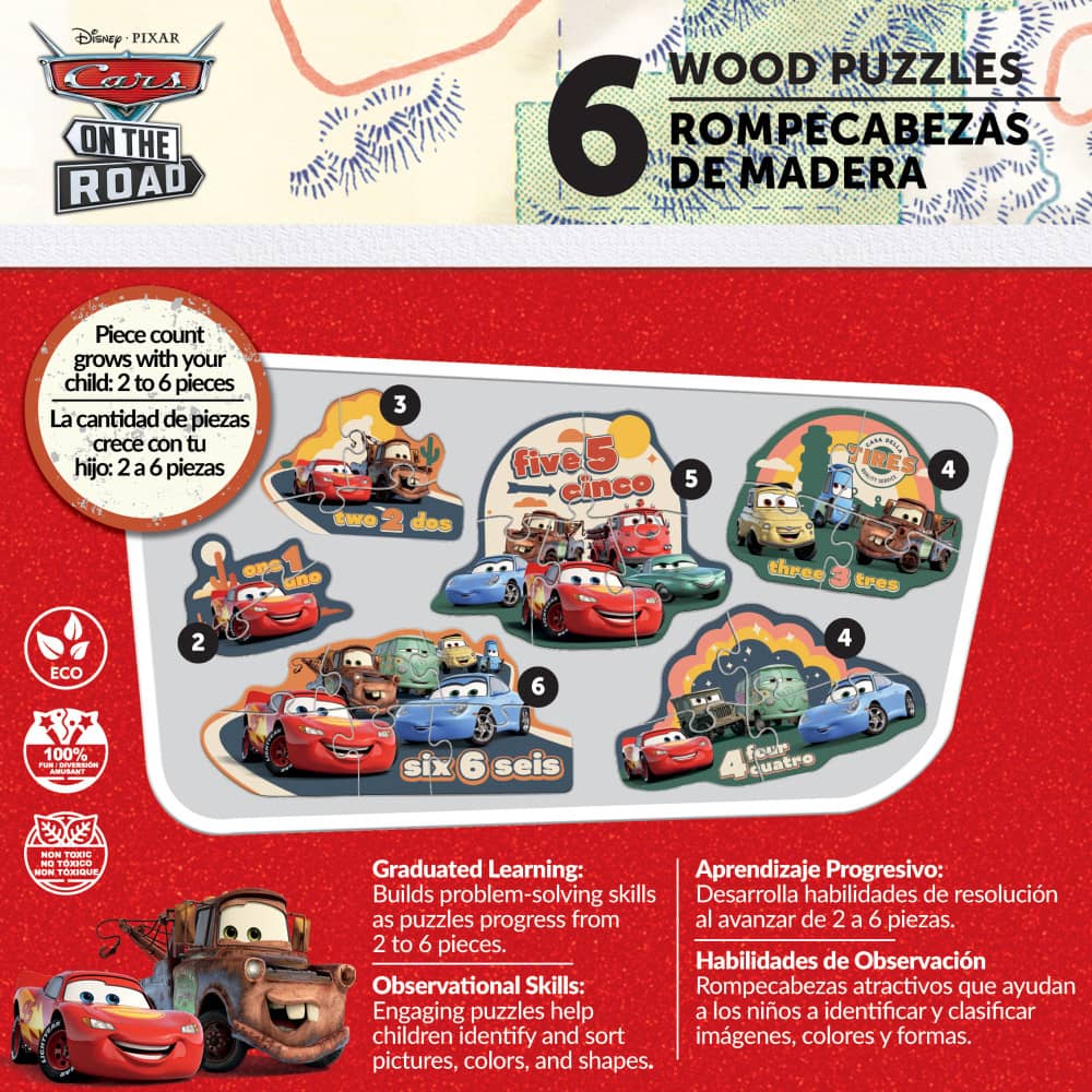 Disney - Cars 6-Pack Wood Shaped Puzzles