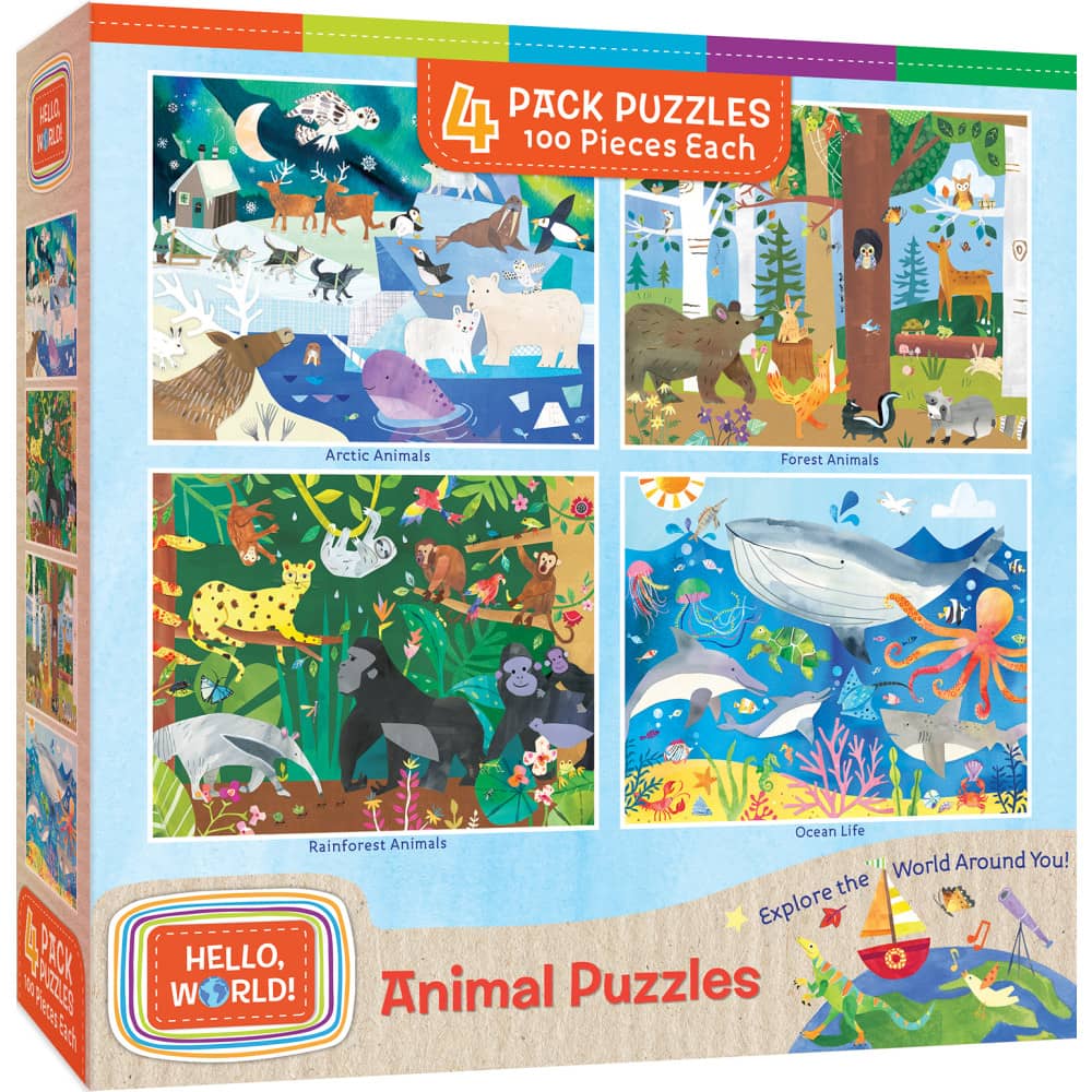 Hello, World! 100 Piece Jigsaw Puzzles 4-Pack