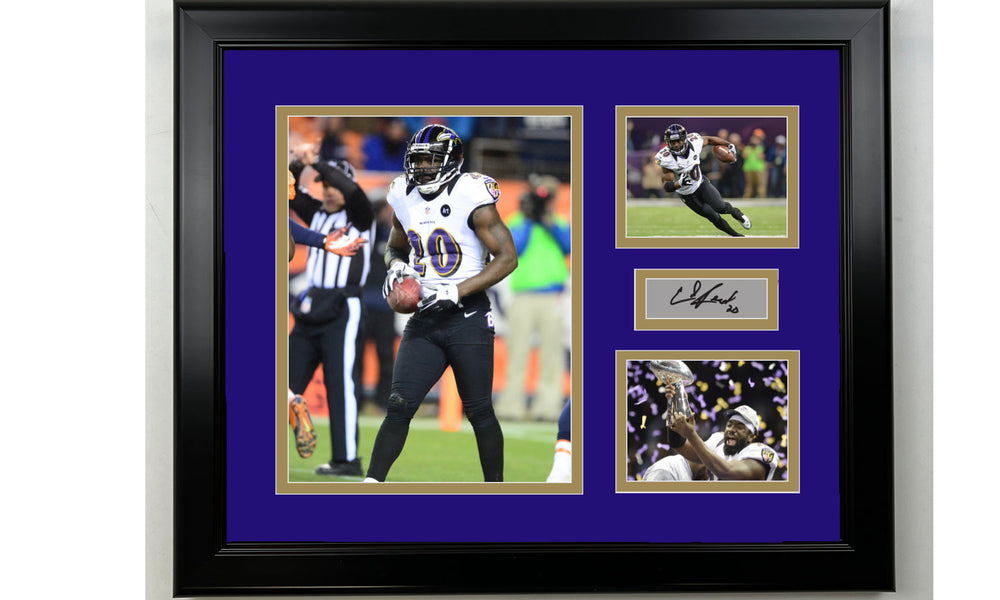 Framed Ed Reed Baltimore Ravens Facsimile Laser Engraved Signature Football 14x11 3 Photo Collage (ONLINE ORDER ONLY)