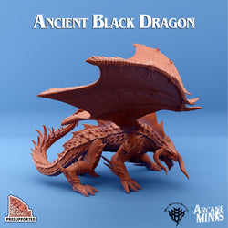 3D Printed Sordane Publishing Ancient Black Dragon 28 32mm D&D (Online Only)