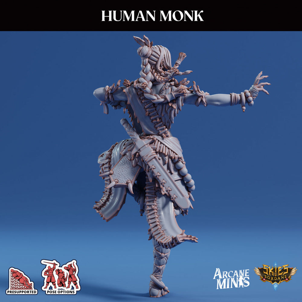 3D Printed Sordane Publishing Human Monk Female 28 32mm D&D (Online Only)
