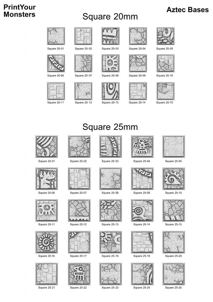 3D Printed Fantastic Plants and Rocks Square Bases Aztec Bases 28mm - 32mm D&D Wargaming (Online Only)