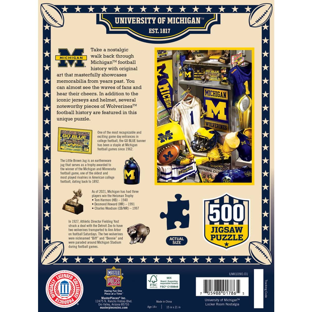 Michigan Wolverines - Locker Room 500 Piece Jigsaw Puzzle