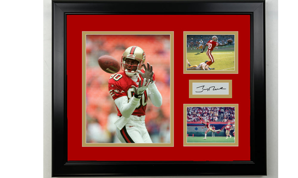 Framed Jerry Rice San Francisco 49ers Facsimile Laser Engraved Signature Football 14x11 3 Photo Collage (ONLINE ORDER ONLY)