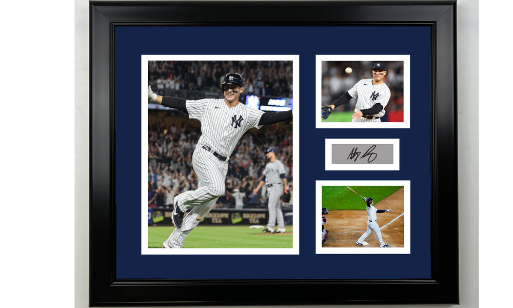 Framed Anthony Rizzo New York Yankees Facsimile Laser Engraved Signature Baseball 14x11 3 Photo Collage (ONLINE ORDER ONLY)
