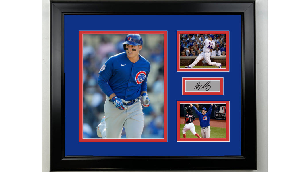Framed Anthony Rizzo Chicago Cubs Facsimile Laser Engraved Signature Baseball 14x11 3 Photo Collage (ONLINE ORDER ONLY)