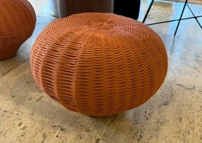 ROBERTA SCHILLING ROSENBAUM STOOL OCRE NAUTICAL CORD Showroom used (Online Order Only)