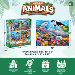 World of Animals 100 Piece Jigsaw Puzzles 4-Pack V1