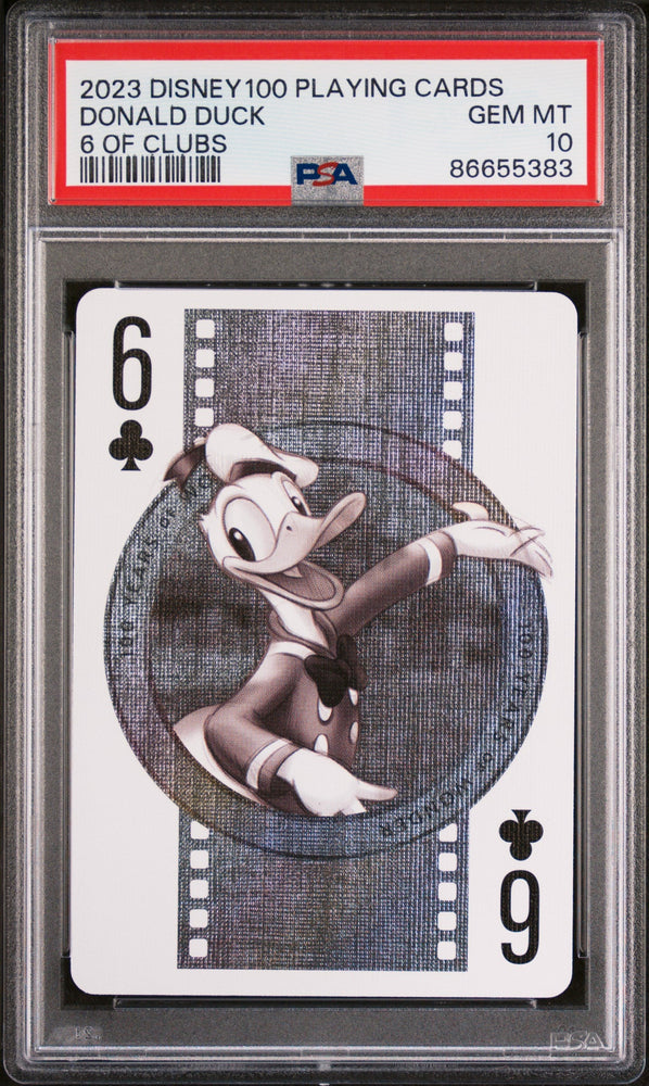 2023 DISNEY 100 PLAYING CARDS DONALD DUCK 6 OF CLUBS PSA 10 (Online Order Only)