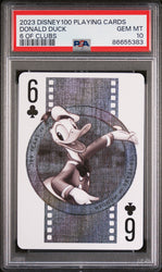 2023 DISNEY 100 PLAYING CARDS DONALD DUCK 6 OF CLUBS PSA 10 (Online Order Only)