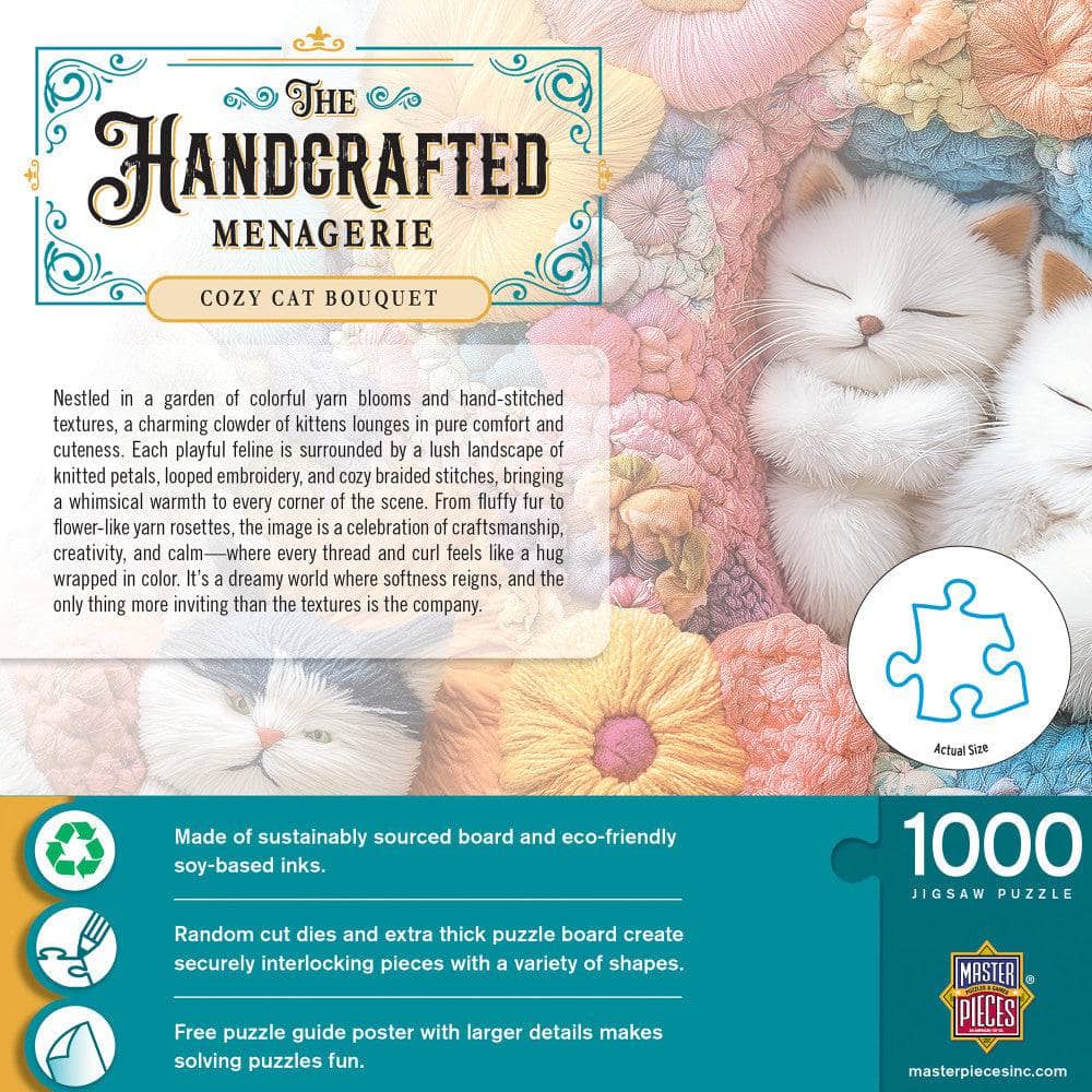Handcrafted Menagerie - Cozy Cat Bouquet 1000 Piece Jigsaw Puzzle