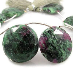 Ruby In Zoisite Top Drilled Faceted Coin (ONLINE ORDER ONLY)