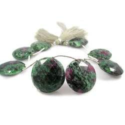 Ruby In Zoisite Top Drilled Faceted Coin (ONLINE ORDER ONLY)
