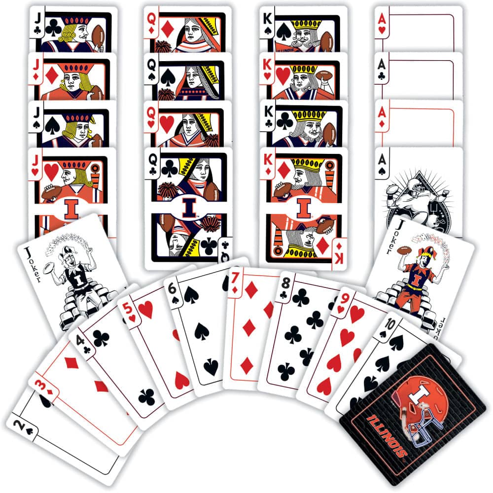 Illinois Fighting Illini Neon Playing Cards - 54 Card Deck