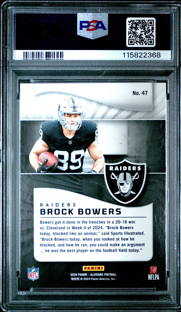 Graded 2024 Panini Illusions Brock Bowers #47 Retail Rookie RC Football Card PSA 10 Gem Mint (ONLINE ORDER ONLY)