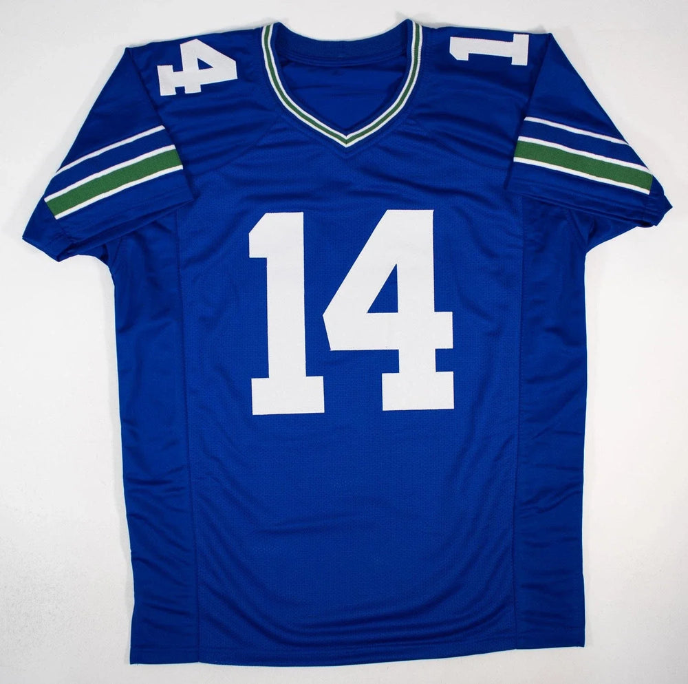 Autographed/Signed Sam Darnold Seattle Blue Retro Football Jersey Beckett BAS COA