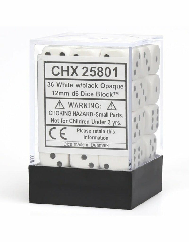 Chessex: D6  Opaque Dice sets - 12mm (ONLINE ORDER ONLY)