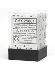 Chessex: D6  Opaque Dice sets - 12mm (ONLINE ORDER ONLY)
