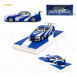 TimeMicro Skyline GT-R R34 Blue Silver 1:64