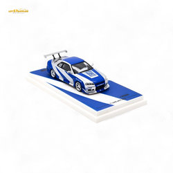 TimeMicro Skyline GT-R R34 Blue Silver 1:64