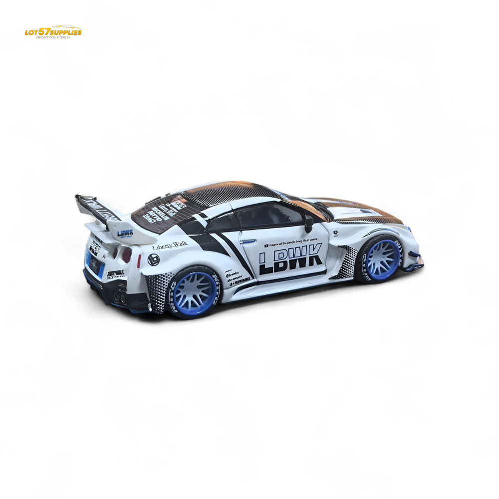 MC LB GTR R35 GT - White Blue Stripe Carbon Roof 1:64 (ONLINE ORDER ONLY)