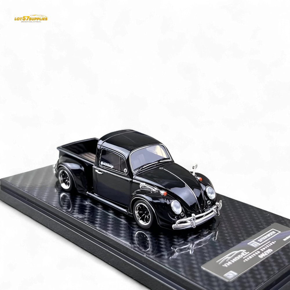 YM Model Volkswagen Beetle Pickup Truck FUSCUP Black 1:64