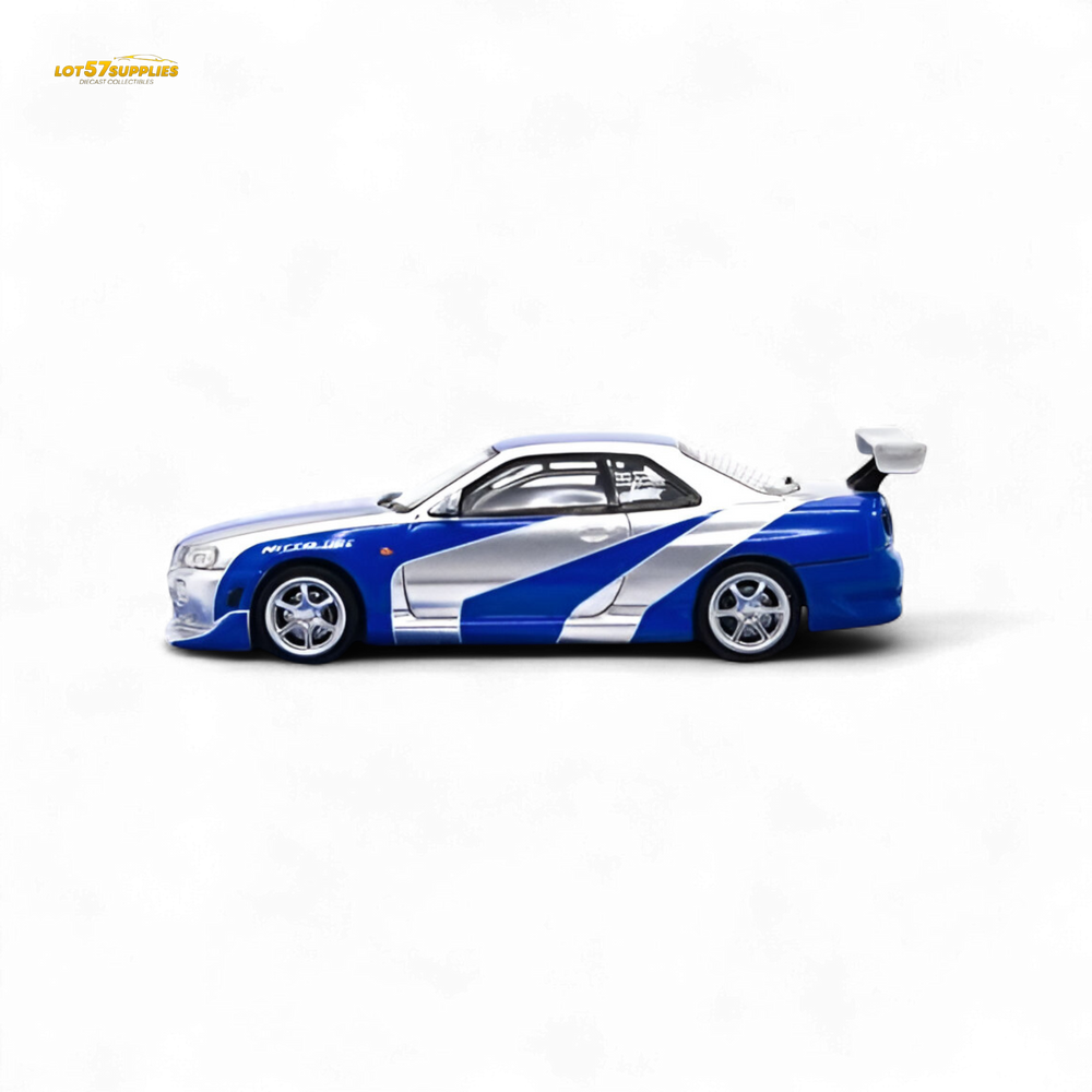 TimeMicro Skyline GT-R R34 Blue Silver 1:64