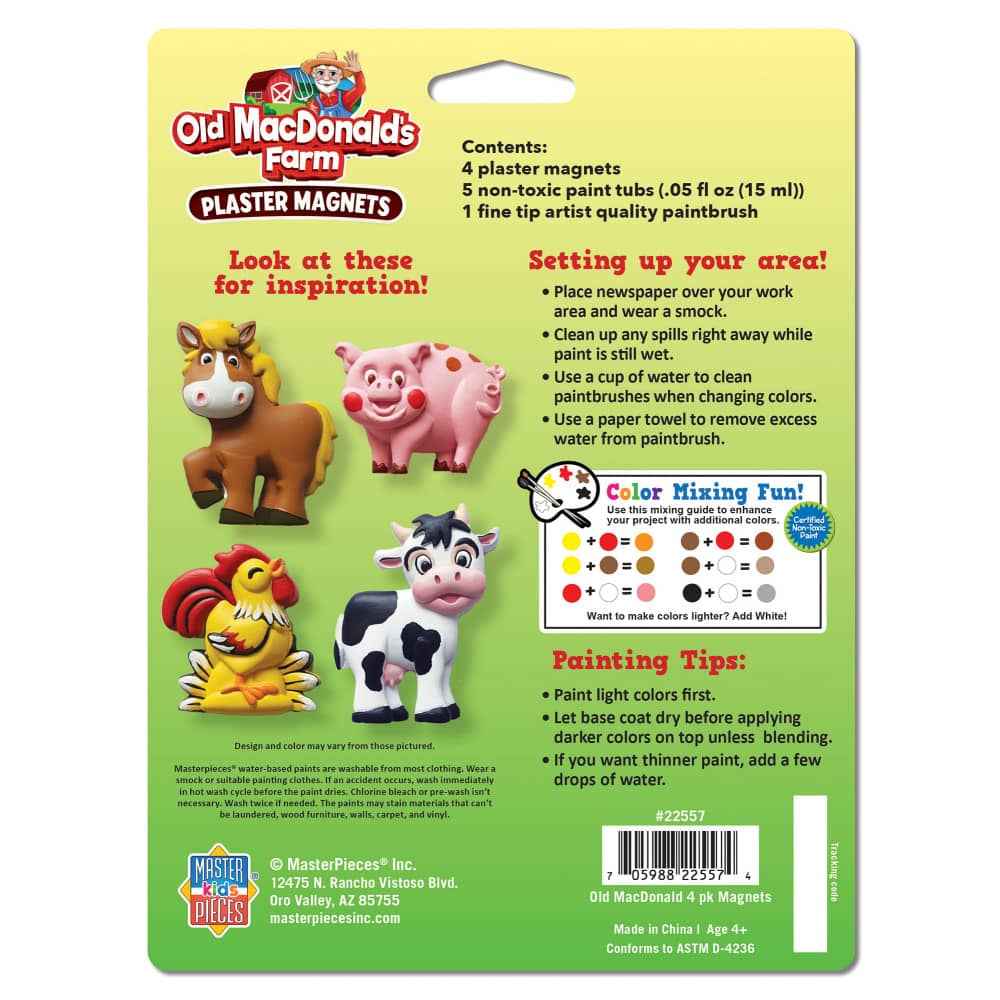 Old MacDonald's Farm - 6-Pack Plaster Magnets Paint Kit