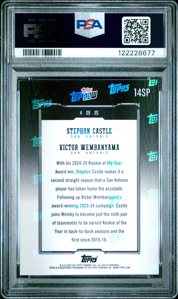 Graded 2024 Topps Now Stephon Castle/Victor Wembanyama #14SP Basketball Card PSA 8 Near Mint (ONLINE ORDER ONLY)