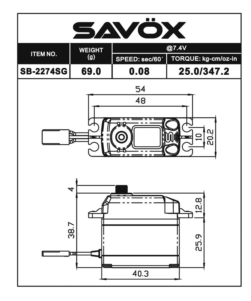 Savox 1/10 1/8 Black Edition HV Brushless Digital Servo 7.4V (ONLINE ORDER ONLY)
