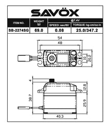 Savox 1/10 1/8 Black Edition HV Brushless Digital Servo 7.4V (ONLINE ORDER ONLY)